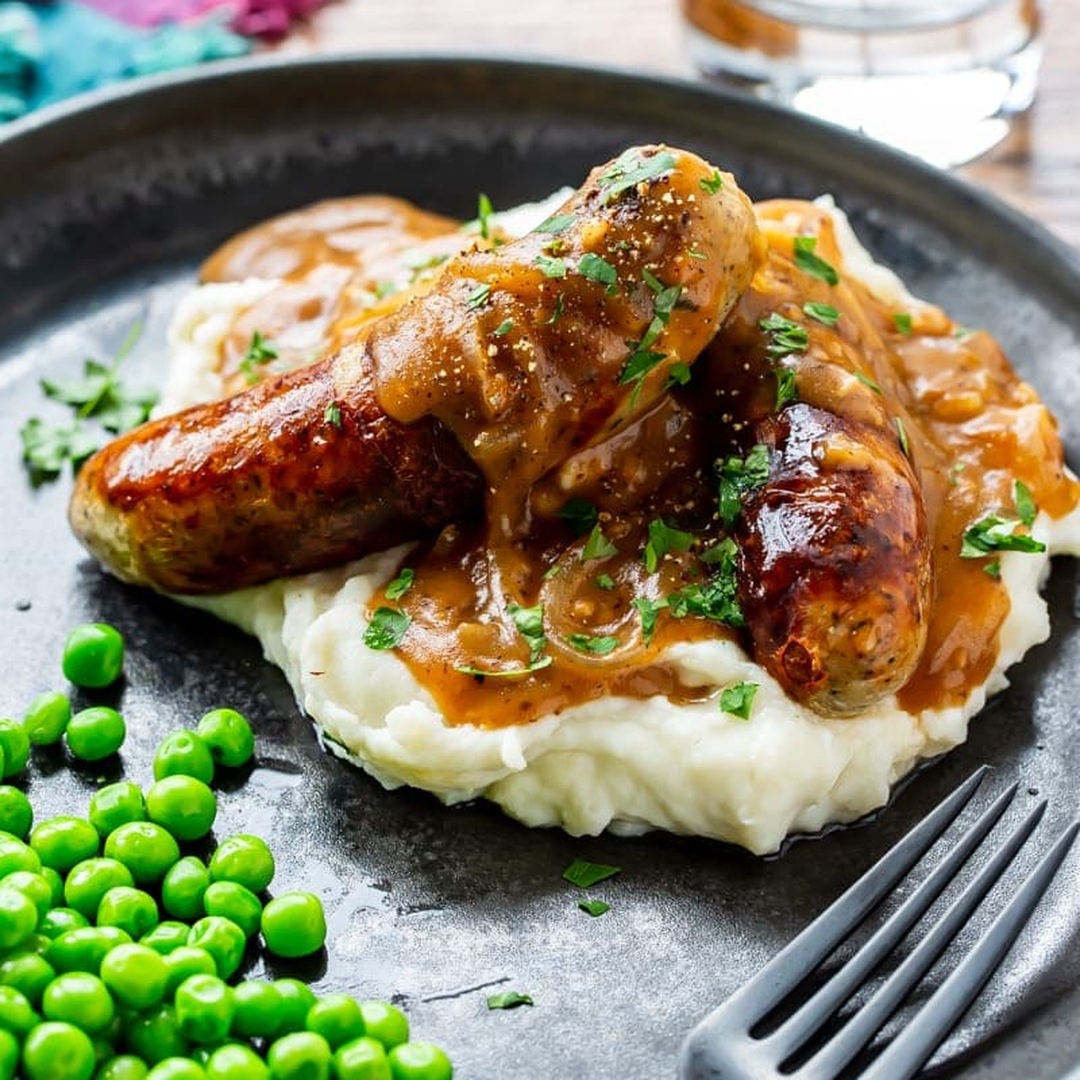 vegetarian Bangers and Mash